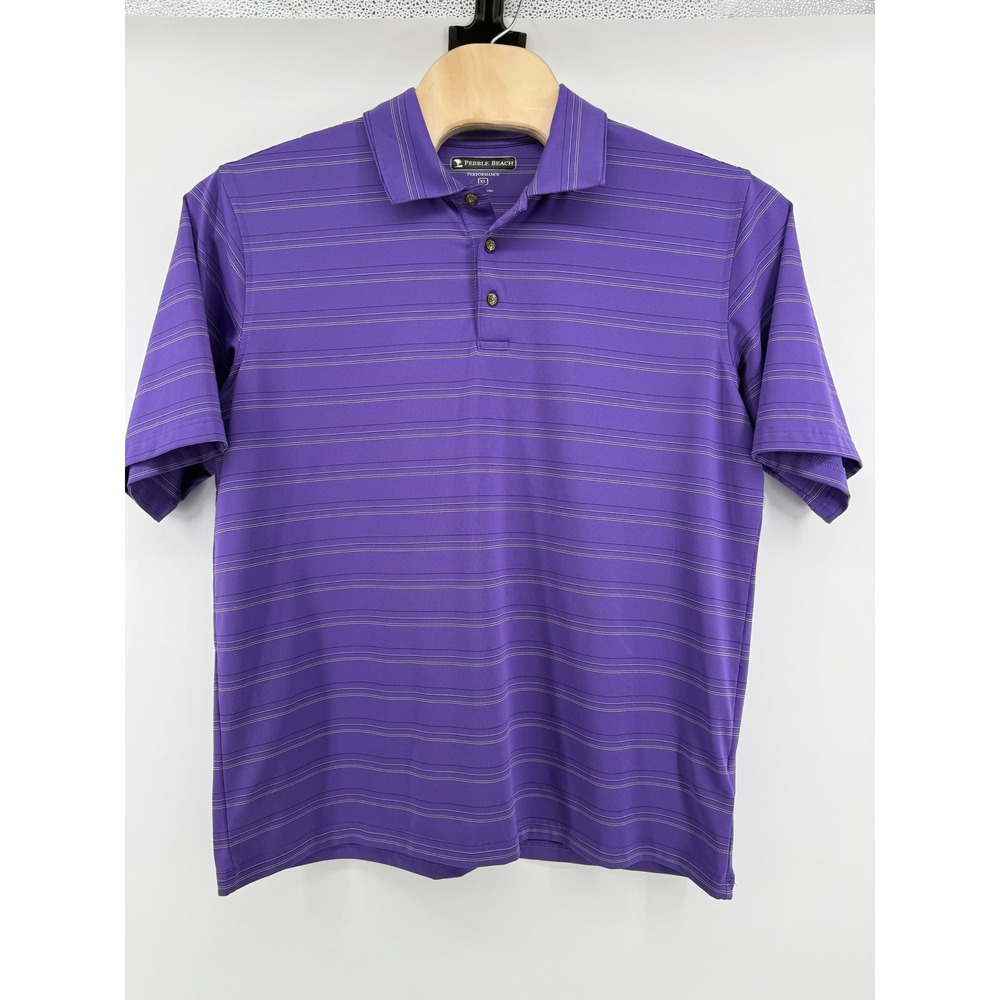 Pebble Beach‎ Performance Mens Purple Stripe Golf Polo Shirt XL Made in Jordan